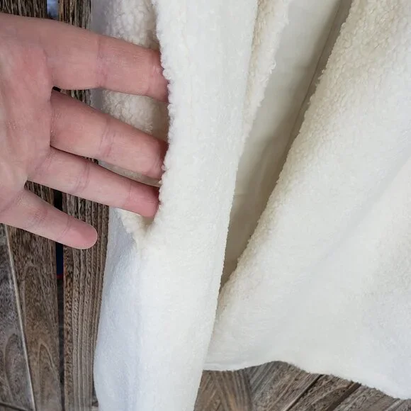 J. Jill Pure Jill Elements Long Vest Women's M Ivory White Sherpa Faux Shearling - Picture 4 of 11